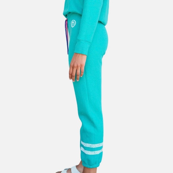 Sundry stripes jogger in teal. - Picture 4 of 6